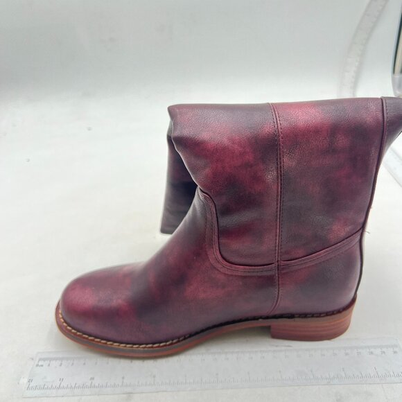 FOWT Women Platform Round Toe Calf High Boots Chunky Block Low Heel Purple Boots - Picture 2 of 8